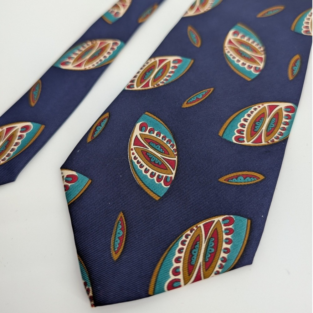 von Furstenberg Silk Tie Navy Blue Abstract Geometric Made in‎ USA